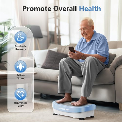 FEIERDUN Vibration Plate Exercise Machine, Whole Body Workout Vibrate Fitness Platform, 9 Modes Vibration Plate for Lymphatic Drainage Weight Loss Shaping Toning Wellness Home Gyms Workout