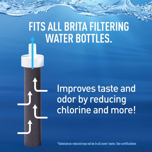 Brita Insulated Filtered Water Bottle with Straw, Reusable, Christmas Gift and Stocking Stuffer For Men and Women, BPA Free Plastic, Night Sky, 26 Ounce