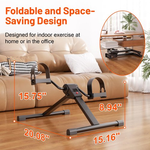 Under Desk Bike Pedal Exerciser, Portable Under Desk Cycle with Adjustable Resistance, Mini Exercise Bike for Arm and Leg Workout, Folding Peddler Machine Bicycle with LCD Monitor & Calorie Tracker