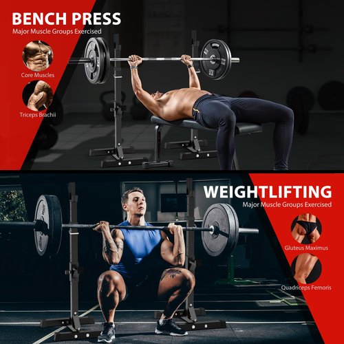 F2C Max Load 550Lbs Pair of Adjustable 41"-66" Rack Sturdy Steel Squat Barbell Free Bench Press Stands GYM/Home Gym Portable Dumbbell Racks Stands