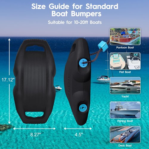 AWEMUFA EVA Boat Fenders 2 Pack, Large Boat Bumpers for Docking Black Boat Buoys Bumpers, Boat Bumpers for Docking Ideal for Pontoon Boat, Fishing Boat, PWC and Jet Ski