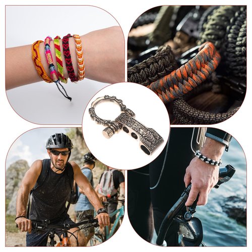 TIXIPEM Paracord Bracelet Shackle Buckle [5PCS] - Adjustable Metal Pattern Bow Shackle Use for Survival Bracelets Belt & Outdoor Rope - [Ancient Gold-Round Head] Screw Pin Anchor Buckles