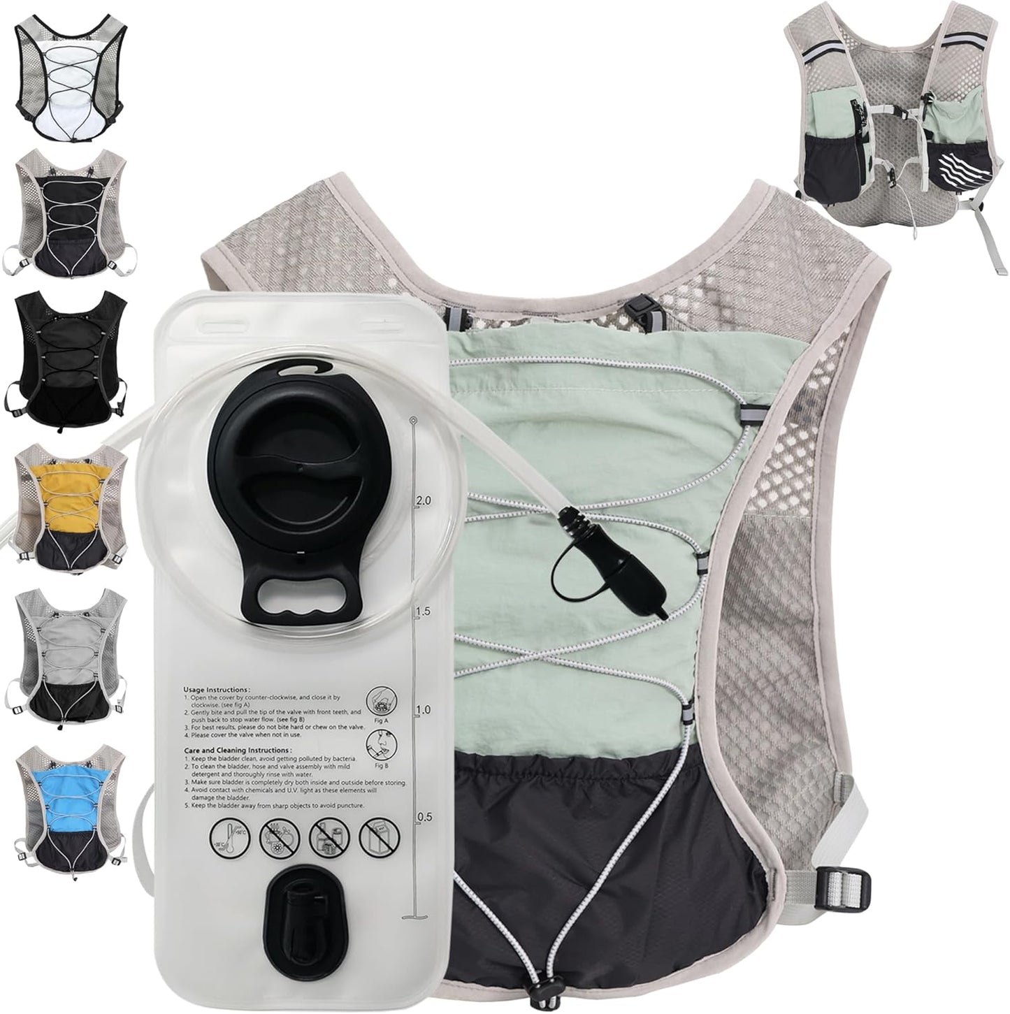 Hydration Running Vest Ultra-Lightweight for Women Men [2025 Upgraded], Breathable All-Weather Water Vest Hiking Backpack, Adjustable Water Backpack for Hiking, Cycling, Trail Marathon Race