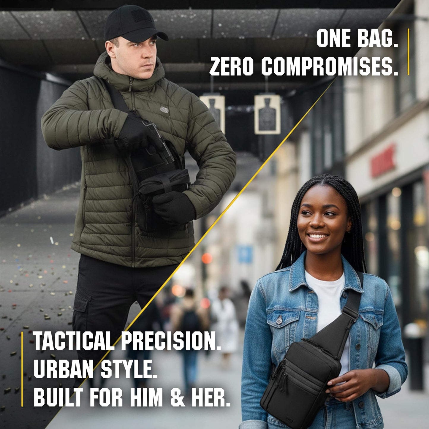 M-Tac CCW Sling Bag for Men & Women - EDC Shoulder Bag Tactical - Crossbody Concealed Carry Bag - Mens Chest Pack (Blue Loop Panel)