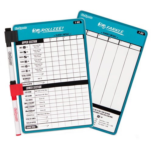 GoSports Dry Erase Rollzee and Farkle Scoreboard - Giant Size with 2 Pens