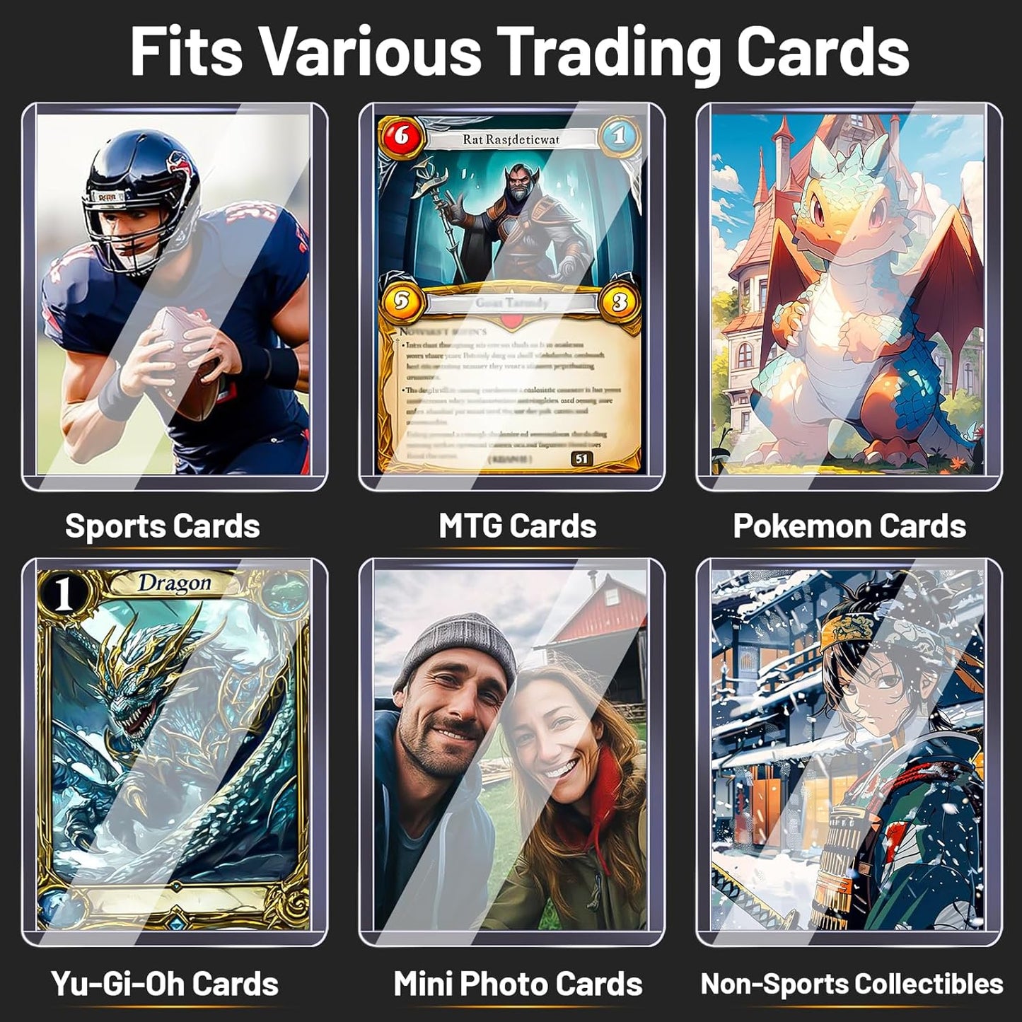 200 Toploads for Cards & Penny Sleeves 35PT Hard Plastic Card Holders 3x4 Baseball Card Protectors for TCG Sports Football Collectible Cards