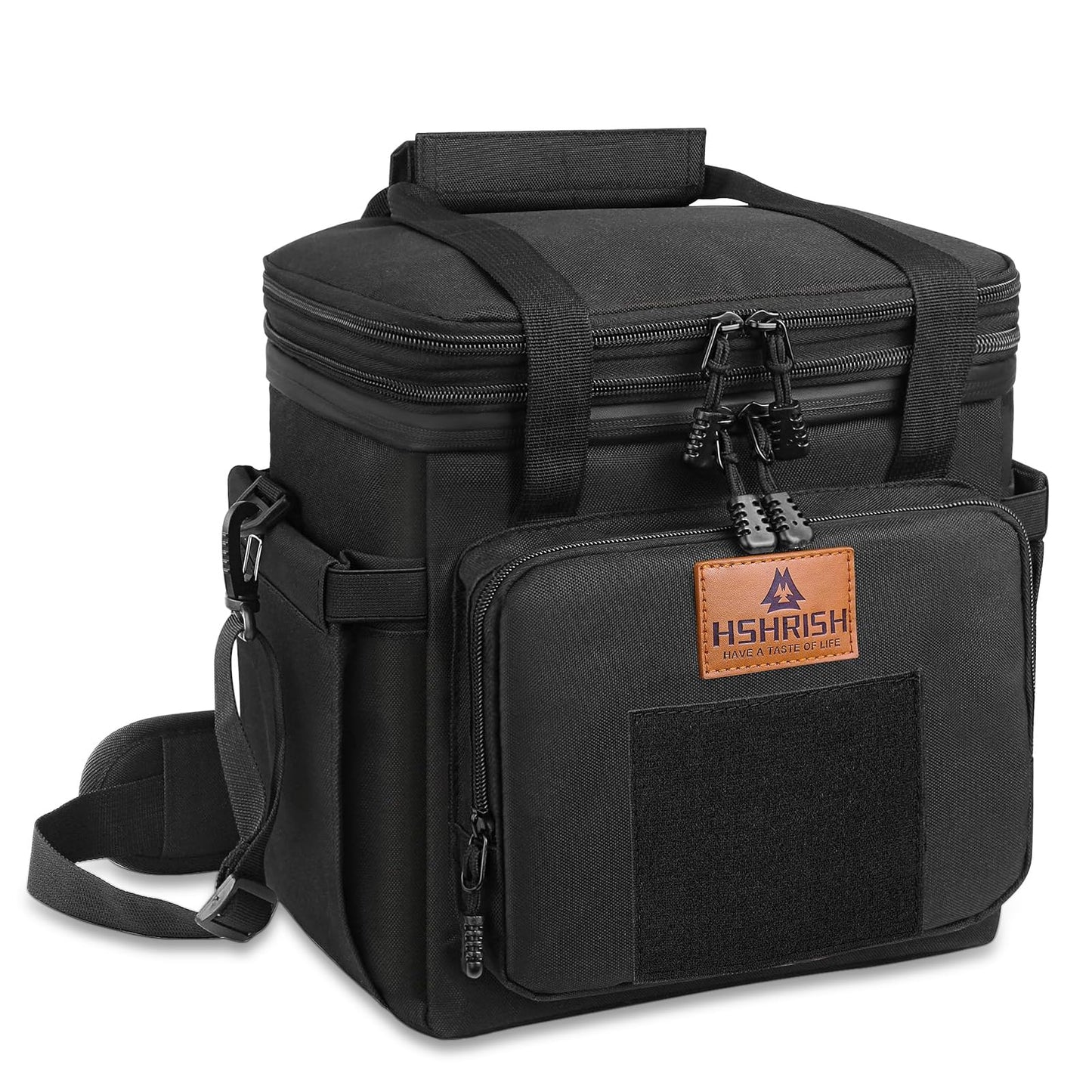 HSHRISH Lunch Box for Men, Large Expandable Insulated Lunch Bag, Durable Leakproof Tactical Cooler Bag for Adults to Work Picnic Beach Day Trips, 16 L, Black