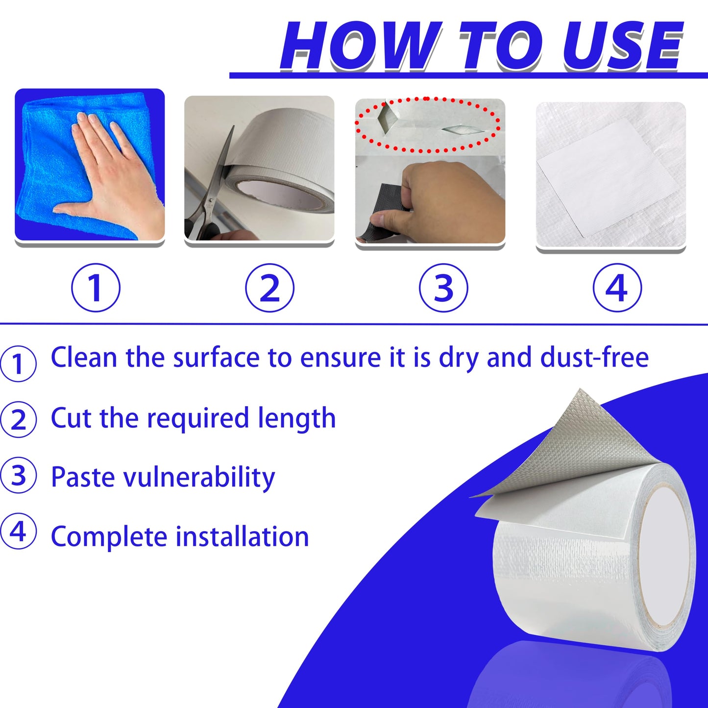 MCOTOP WaterproofRepair Tape for Fabric, 3.1IN x24.6FT, Heavy Duty Outdoor Repair Tape, for RV Roof, Tarp, Tent, Sail and Boat Cover Outdoor Repair Patch, Multipurpose Awning Repair Tape (White)