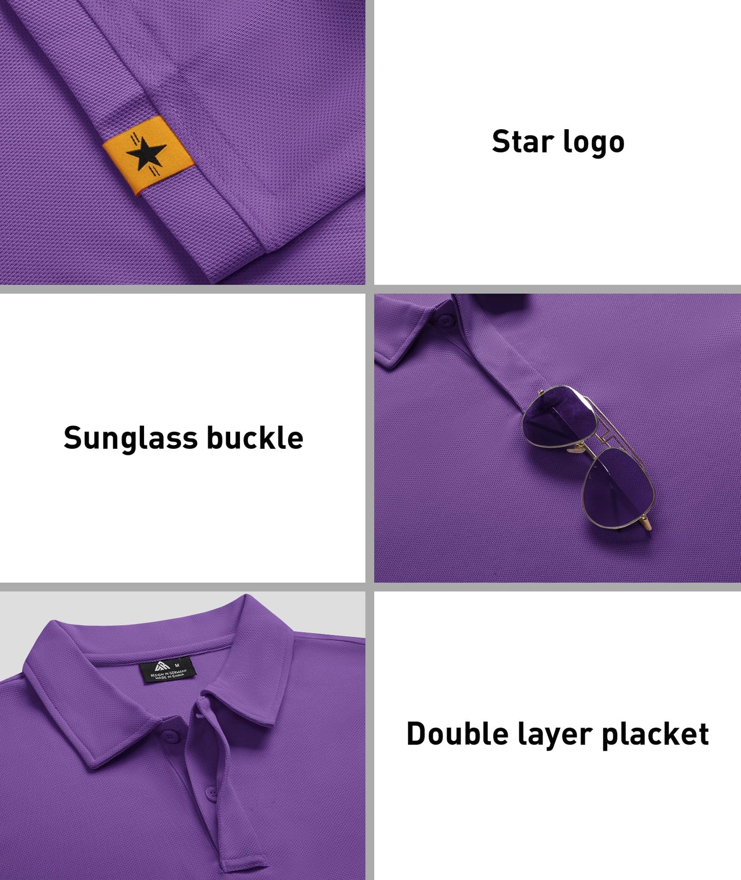 ZITY 3 Pack Mens Polo Shirt Short Sleeve Sports Performance Business Casual Golf Shirts for Men Collared Tactical T-Shirts Violet Forstgreen Black X-Large