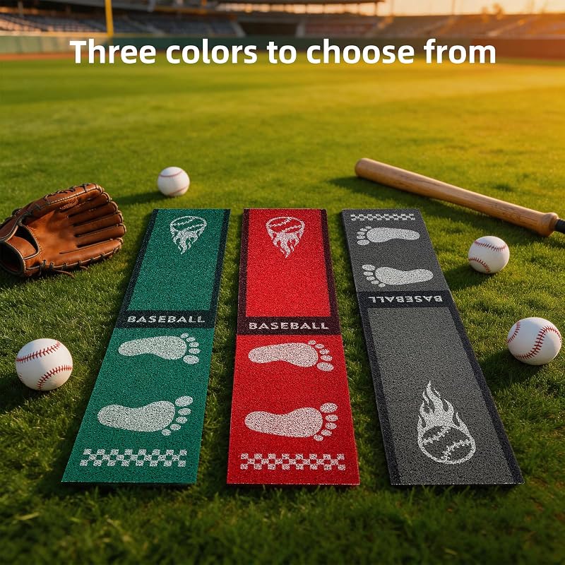 Moonace Baseball Softball Pitching Mat - 65x14 Anti-Slip Training Mat, Red Variation