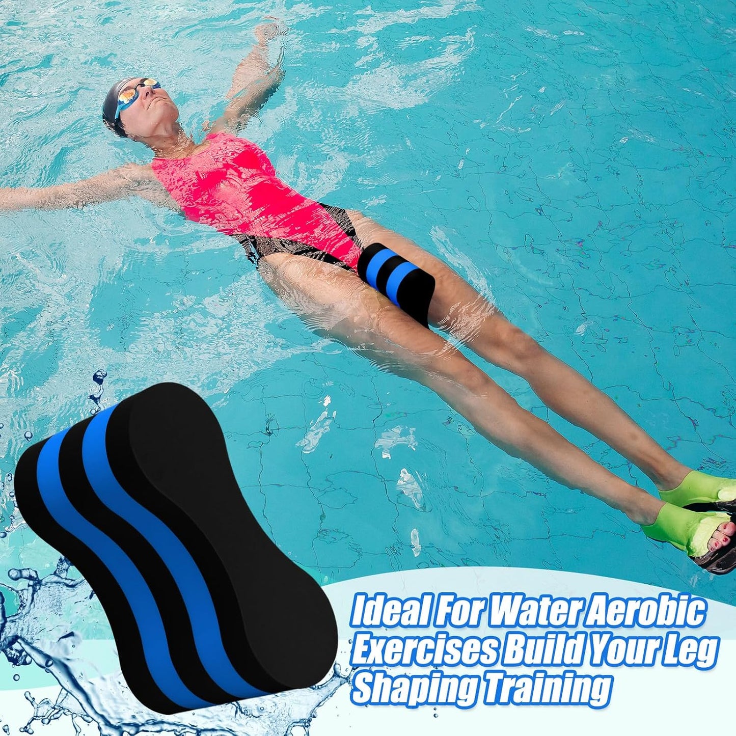 2 Pcs Swimming Kickboard Pull Buoy Set Training Aid Float Pull Buoy Leg Float Swimming Training Equipment Accessories for Hand Leg Adults Children Beginners Exercise Fitness