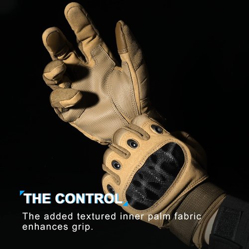 MVPTOO Motorcycle Tactical Gloves for Men - Touchscreen, Hard Shell & Palm Padding for Airsoft Paintball Hunting Hiking Camping Climbing Sports Cycling Gloves Brown S