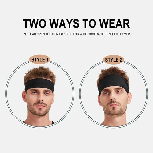 VIMPEP Tenacious Sports Headbands for Men Non Silp Soft Feeling Sweatband Workout Headband for Running,Cycling,Basketball,Tennis,Yoga Fitness Stretchy Quick-Dry Hairband for Unisex 3 Pack Black