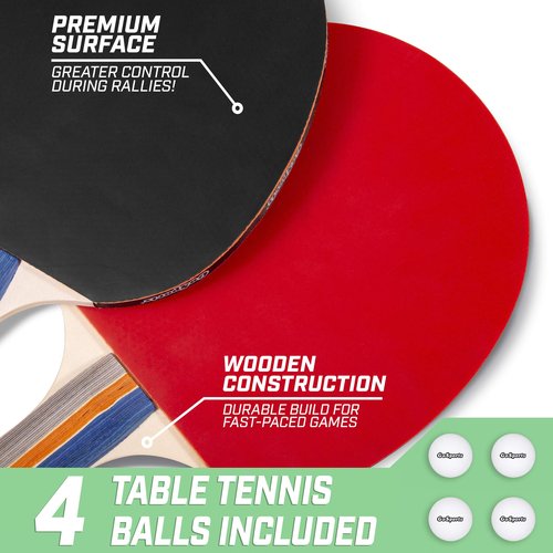GoSports 6 ft x 3 ft Mid-size Table Tennis Game Set - Indoor / Outdoor Portable Game with Net, 2 Paddles and 4 Balls