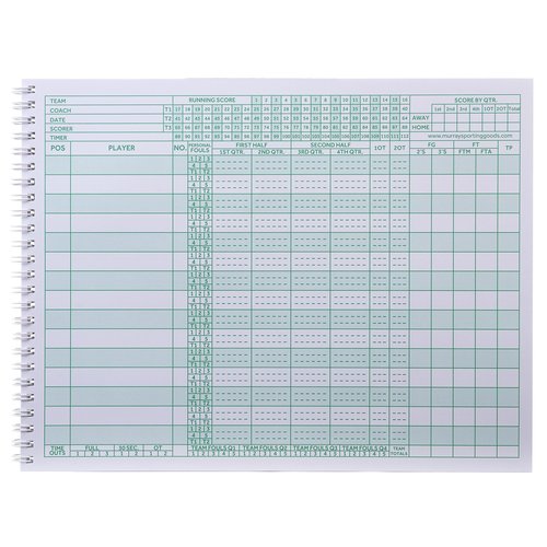 Murray Sporting Goods Classic Basketball Scorebook - 35 Games Green Score Keeper Book | Stat Tracker Scoresbook for Youth Basketball