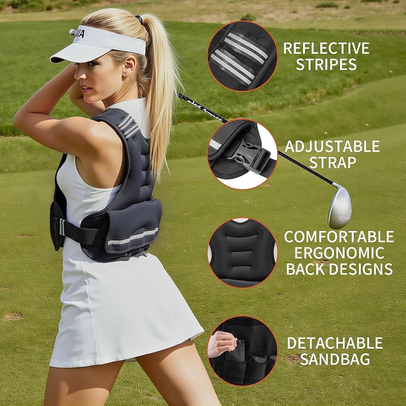 Adjustable Weighted Vest for Women & Men - 4-10LB Variation, Removable Iron Sand Weights