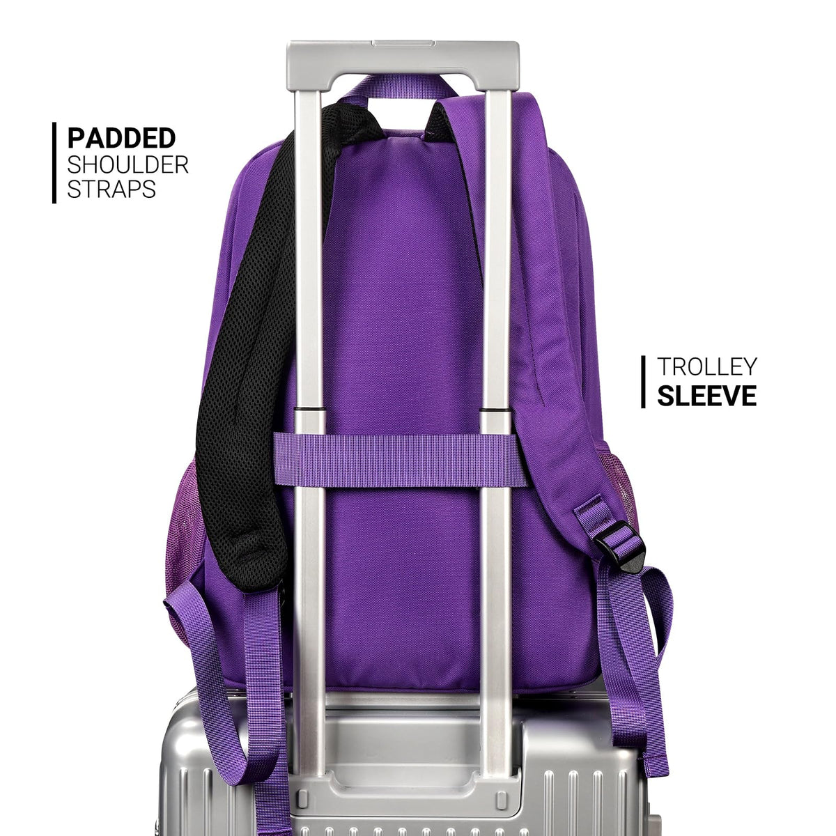 ZORFIN 26L Backpack for College, and Travel: Water Resistant Bookbag - Purple