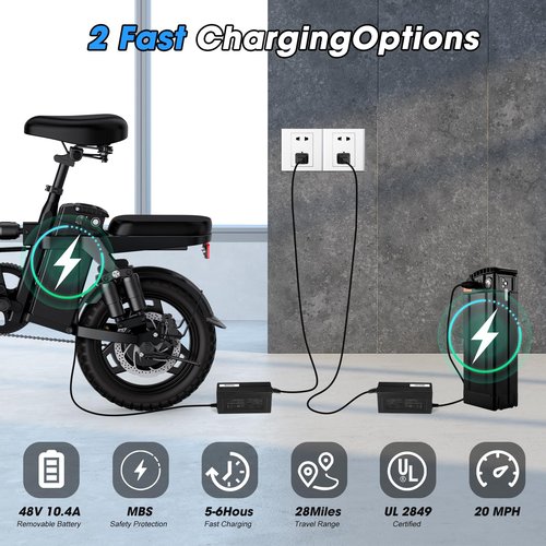 INSDRGN Electric Bike for Adults,14" Folding Adult E Bike with 500W Motor,20 mph,28 Miles Range,Advanced 9-Point Suspension & Pro-Level 44.99% Brake Ratio,Removable Battery,UL 2849 Certified