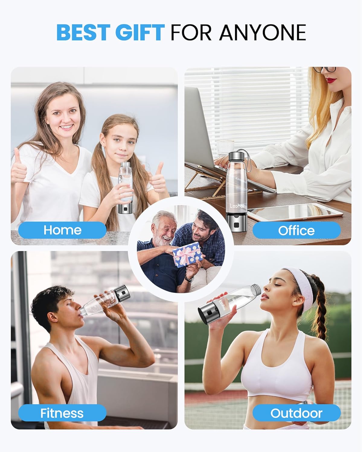 Hydrogen Water Bottle-2025 New Upgraded Hydrogen Water Generator with SPE/PEM Tech,16 OZ Portable Hydrogenated Rich Water Cup Hydro Machine,Health Gift for Home & Family