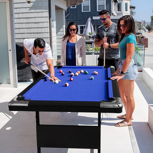 MegaChoice 7 Ft Folding Pool Table, Portable Pool Table, Billiard Table Set Includes Balls, Cues, Chalks and Brush, for Family Game Room, Adult Rrec Room, Basements, Blue