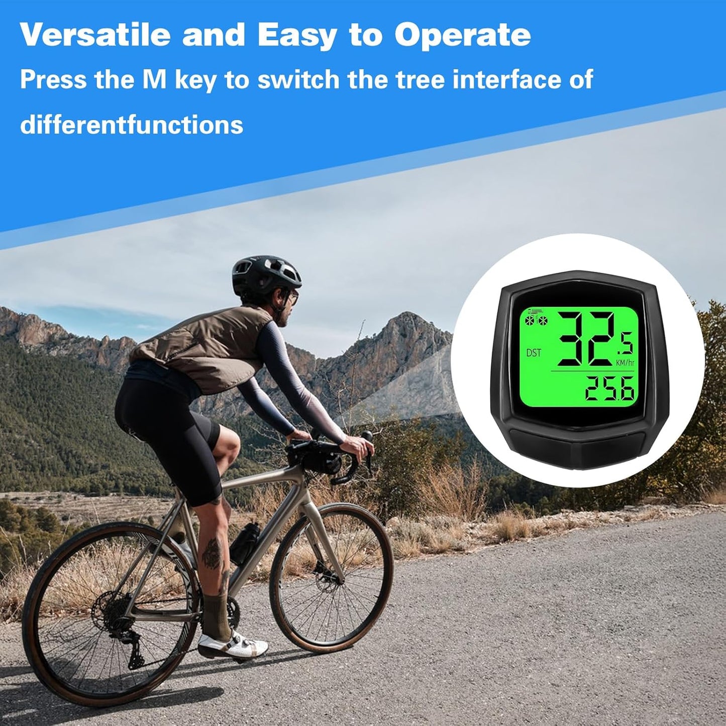2025 New Bike Computer and Bike Odometer Wireless MPH KM/H Bicycle Speedometer with Automatic Wake-Up Cycling Speed Tracker Display & Single Mileage & Multi-Functions & Calories Statistics Accessories