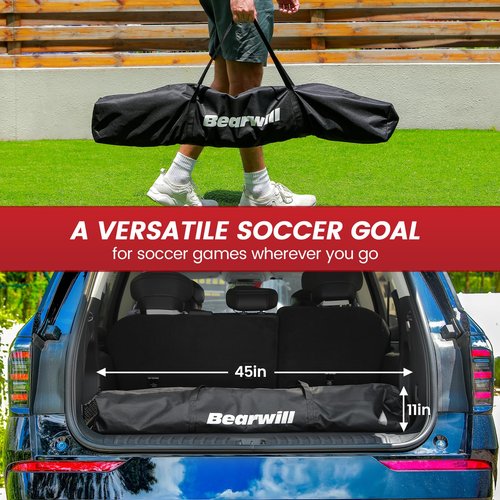 Bearwill Soccer Goal, 12X6FT Soccer Net Easy Setup, Portable Soccer Goals for Backyard with Upgraded Collapsible Metal Base, Outdoor Indoor Soccer Goal Net for Practice with Carry Bag