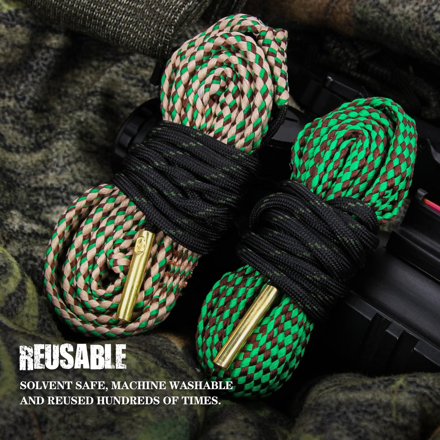VicBre Gun Snake Brush Barrel Rope for Caliber .22/.223/5.56mm and .308/.3030/.300/.303 Cleaner Rifle Cleaning Kit
