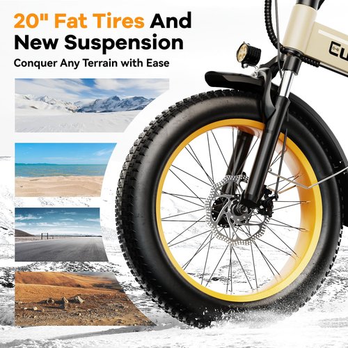 Kebiko 1000W Folding Electric Bike,48V 20AH Removable Battery E Bike,30+MPH,80 Miles Max Range Electric Bike for Adults,20" Fat Tire Foldable ebike,Adult Electric Bicycle for Commute Beach Snow