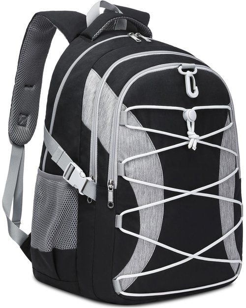 BLUEFAIRY Middle High School Backpack for Boys Girls Large Bookbag with Laptop Compartment Back to School Book Bags for Teens Teenagers Mochilas Escolares para Niños Niñas (Black/Gray, Solid)