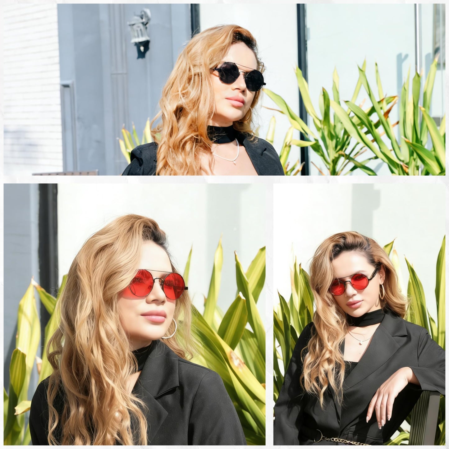 FEISEDY Sunglasses Steampunk Mens Women Aviators Retro Round Sunglasses Metal Frame Fishing Driving Hippie Glasses B2351