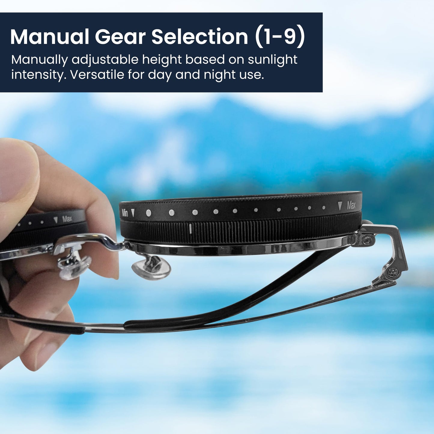 Amazefull Adjustable Sunglasses Stepless, Using ND filter, adaptive Sunglasses,1-9 Levels for outdoors - Eyewear with Adjustable fit