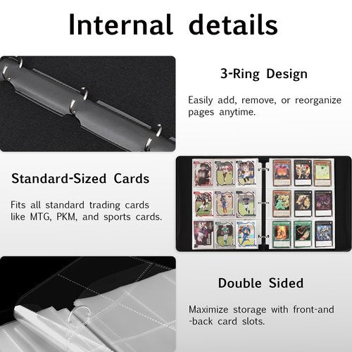 Lalasu Card Binder 9 Pocket, 2024-2025 Trading Card Binder with Strap and Wristband, 990 Double Sided Pockets Sleeves PU Card Albums Fit for MTG, TCG, Sports Cards for Collectors Boys and Girls Gift