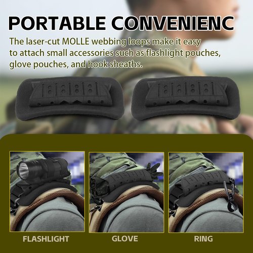 Archerest 2 Pack Tactical Plate Carrier Shoulder Pads, Soft Vest Shoulder Strap Cushion, Mesh Breathable Strap Pad for Backpack, Black