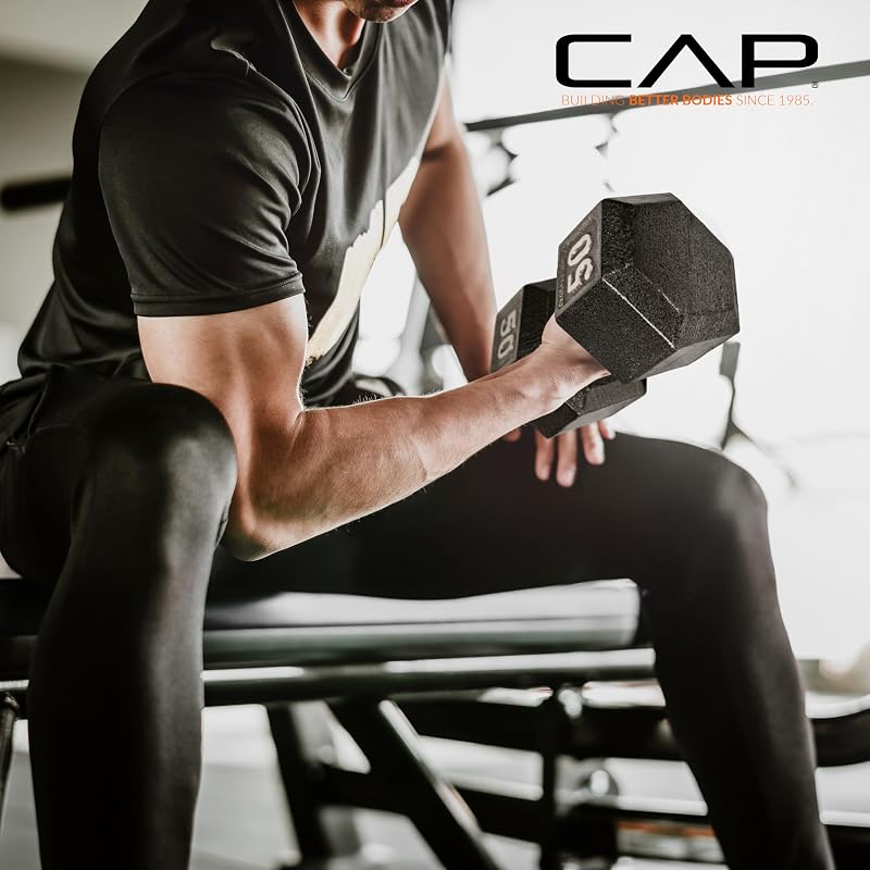 25 lb Cast Iron Hex Dumbbell - Single, Anti-Roll Corner, Cap Brand