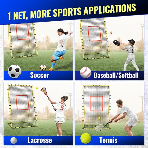 SPOYNAL 7x4 FT Volleyball Rebounder Net, 5-Angle Volleyball Training Equipment, Adjustable Rebounder Net Practice Setting, Spiking, and Bumping, Practice Net for Baseball, Softball, Lacrosse, Soccer