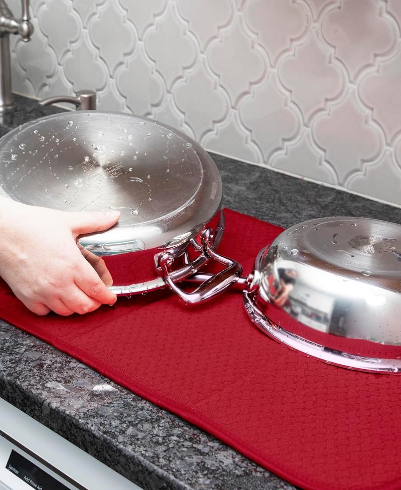 All-Clad Reversible Dish Drying Mat - 16x28 in, Chili (1pc) | Non-Slip, Absorbent