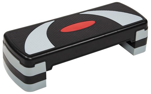 Aurorafy Step Aerobic Platform with 3 levels Adjustable Height, 4 Stackable Risers, 31 Inch Fitness Training Exercise Step, Workout Stepper for Home Gym, Cardio Strength, Black/Red