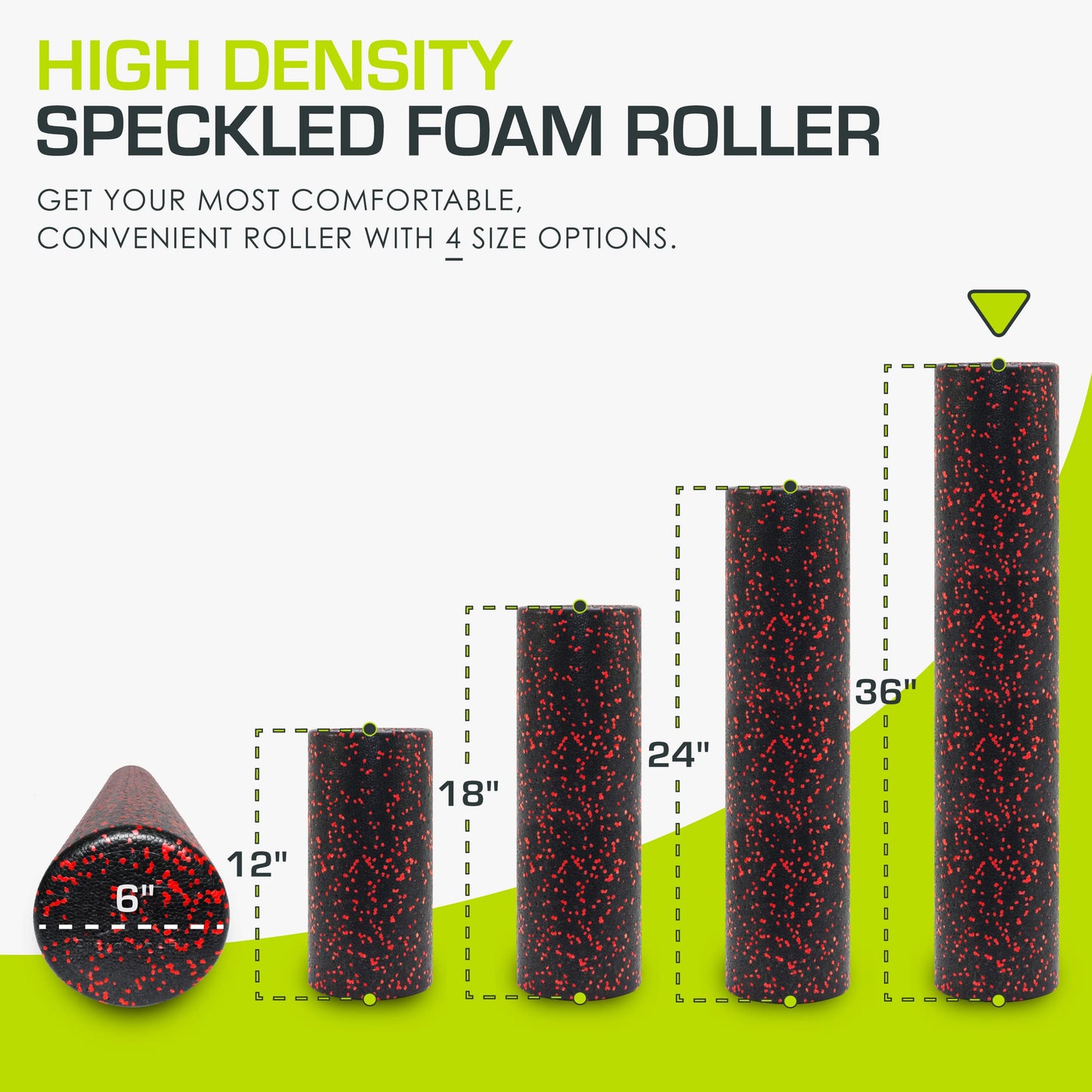 ProsourceFit High Density Foam Rollers 36 - inches long, Firm Full Body Athletic Massage Tool for Back Stretching, Yoga, Pilates, Post Workout Muscle Recuperation, Black/Red