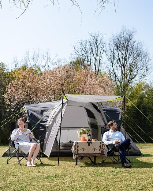 LOYEAHCAMP 8 Person Larger Extended Dome Camping Tent with 3 Rooms, Waterproof Semi-Freestanding Family Outdoor Tent with Spacious Interior and Mesh Windows