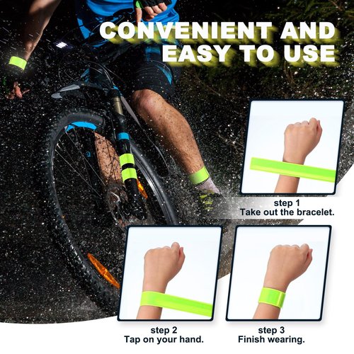 30 Pcs Reflector Band Snap Bracelet, Reflective Arm Bands, High Visibility Slap Safety Bands for Night Jogging Cycling Running Night Working Hiking (Fluorescent Green)