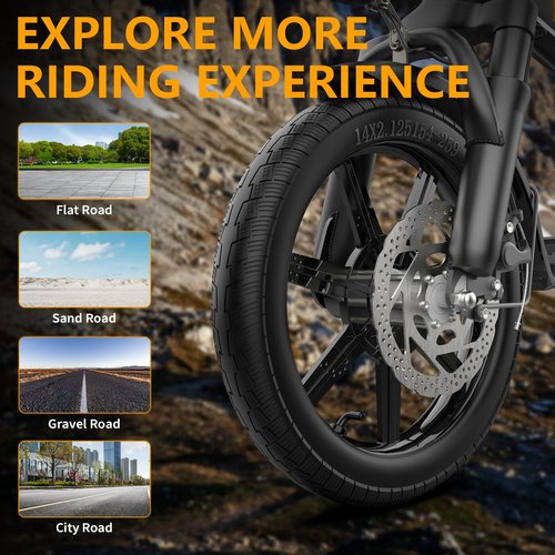 VOLPAM Electric Bike for Adults, Foldable Ebike 500W Motor, 14" Electric Bicycle with 499.2/749Wh Removable Battery, Up to 22MPH, 35 Miles(PAS Range), Front & Rear Suspension Commuter E Bikes