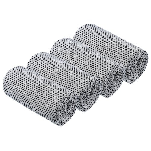 PATIKIL Cooling Towel 40"x12", 4Pcs Ice Towel for Neck and Face, Soft Breathable Chilly Sweat Absorbing for Yoga Sports Camping Fitness Running Golf, Light Gray
