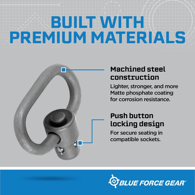 Blue Force Gear Push Button Sling Swivel - Machined Steel Sling Attachment Hardware - 1.25 Inch