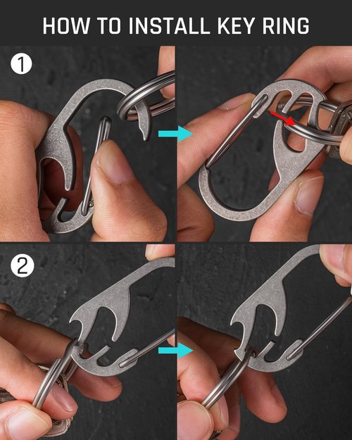 TISUR Titanium Carabiner Keychain Clip, Anti-Lost Key Ring Holder, Heavy Duty Key Chain Bottle Opener for Men Women (Gray(1-Pack))