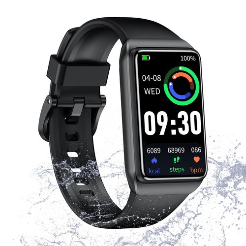 Fitness Tracker Step Counter with 24/7 Heart Rate Blood Oxygen Sleep Monitor, 1.47'' Activity Tracker & Smart Watches with 1 ATM Waterproof, Step Tracker Fitness Watch for Women Men Seniors (Black)