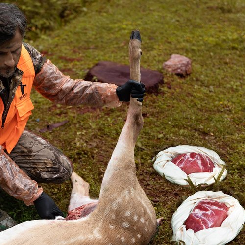GearOZ Elk Game Bags Hunting Meat Bag 5-Pack Reusable Rolled Heavy Duty Quarter Bags, Durable Big Game Hop-pocket for Elk/Caribou/Deer/Moose, 48" x4, 28" x1
