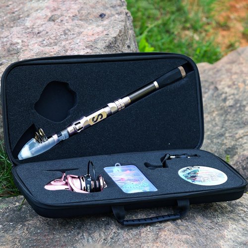 Sougayilang Telescopic Fishing Pole Combo,Carbon Fiber Fishing Rod ，Ultra-Smooth Spinning Reels Fishing Carrier Bag for Travel Saltwater Freshwater(1pack/2pack)