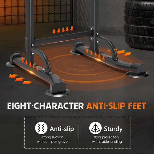 SogesHome Power Tower Pull Up Bar and Dip Station Adjustable Height Dip Stand Multi-Functional Strength Training Fitness Workout Station, Black