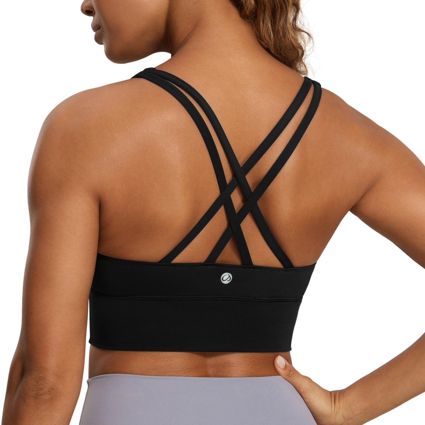 CRZ YOGA Naked Feeling Longline Sports Bras Black Medium