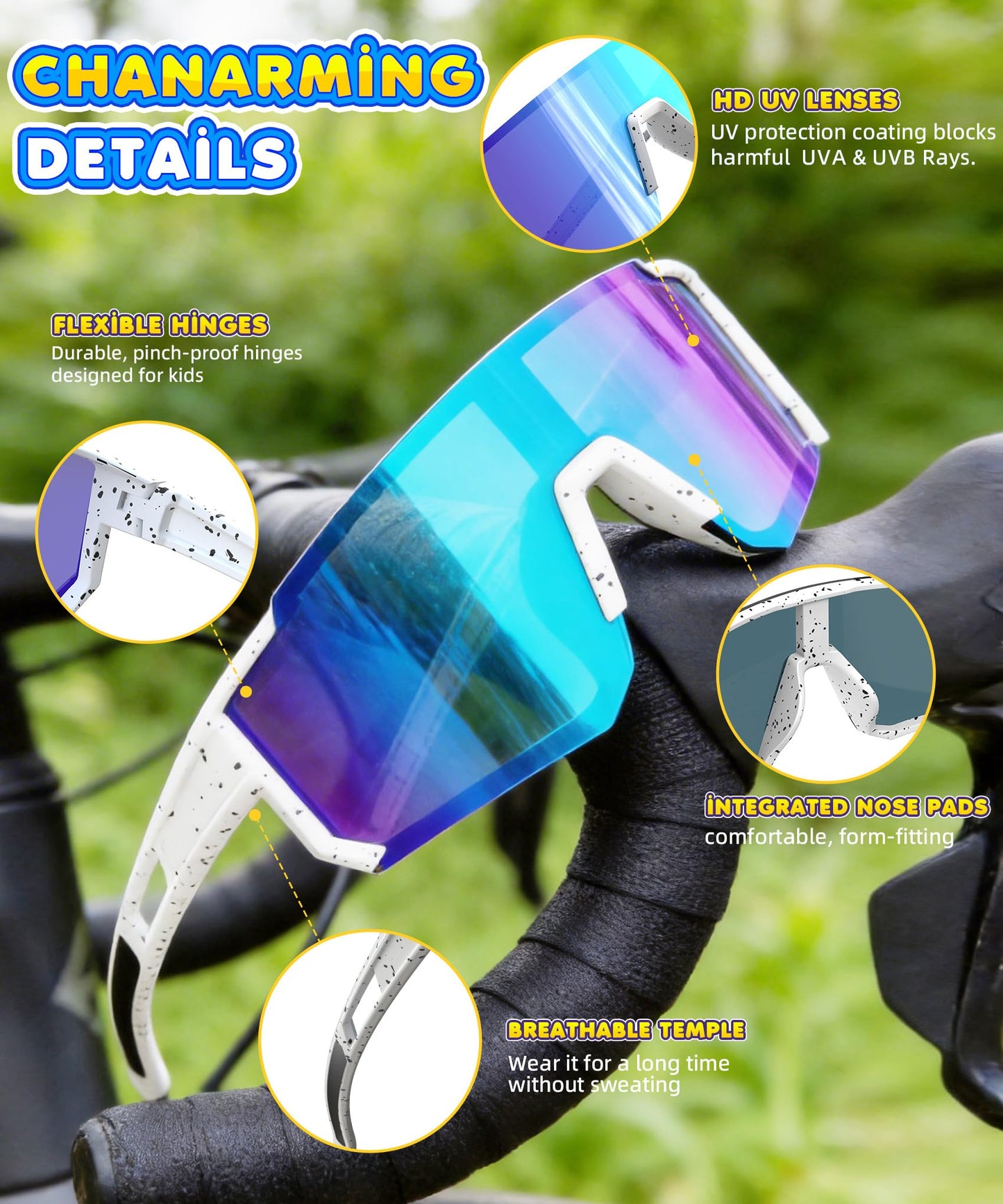 KALIYADI Kids Polarized Sunglasses Youth-Baseball-Sunglasses: Boys Girls Sport Running UV400 Protection Sun Glasses Age 6-14